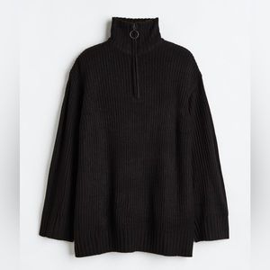 NWT H&M Black Sweater half zip oversized black turtleneck sweater. XL